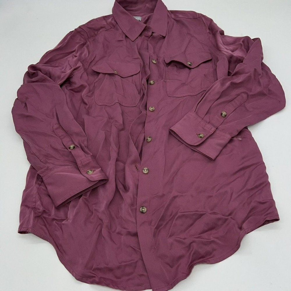 Chicos Size 0 Small Womens Pink Long Sleeve Modal Button-Up Shirt Top